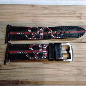 Black and Red Snake Pattern Watch Strap